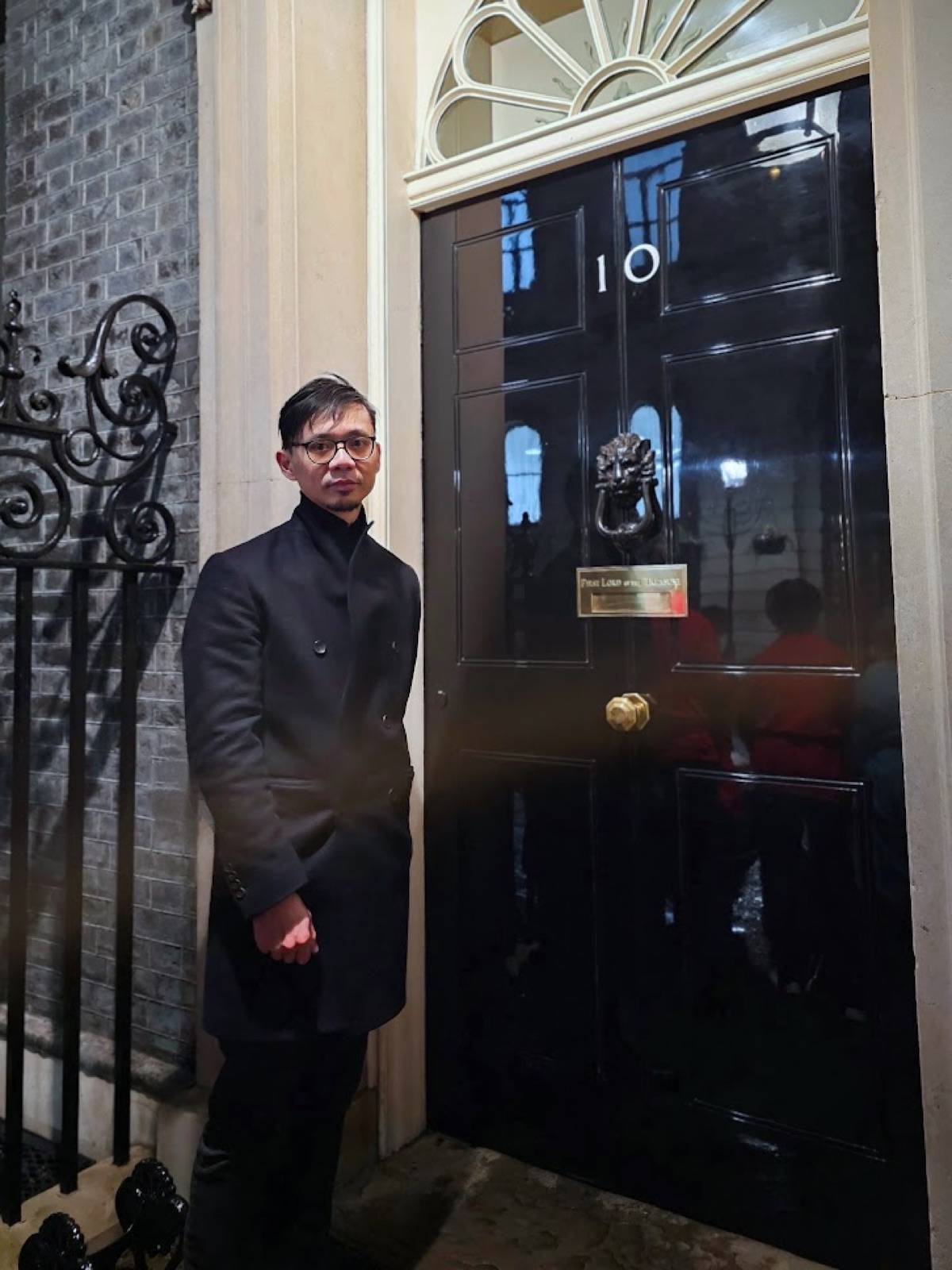 Richard Choi at the door of 10 Downing Street for the Lunar New Year reception