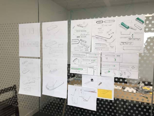 Sketch wall — early exploration