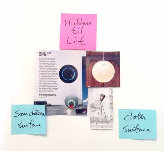 Mood board — interface hidden until lit