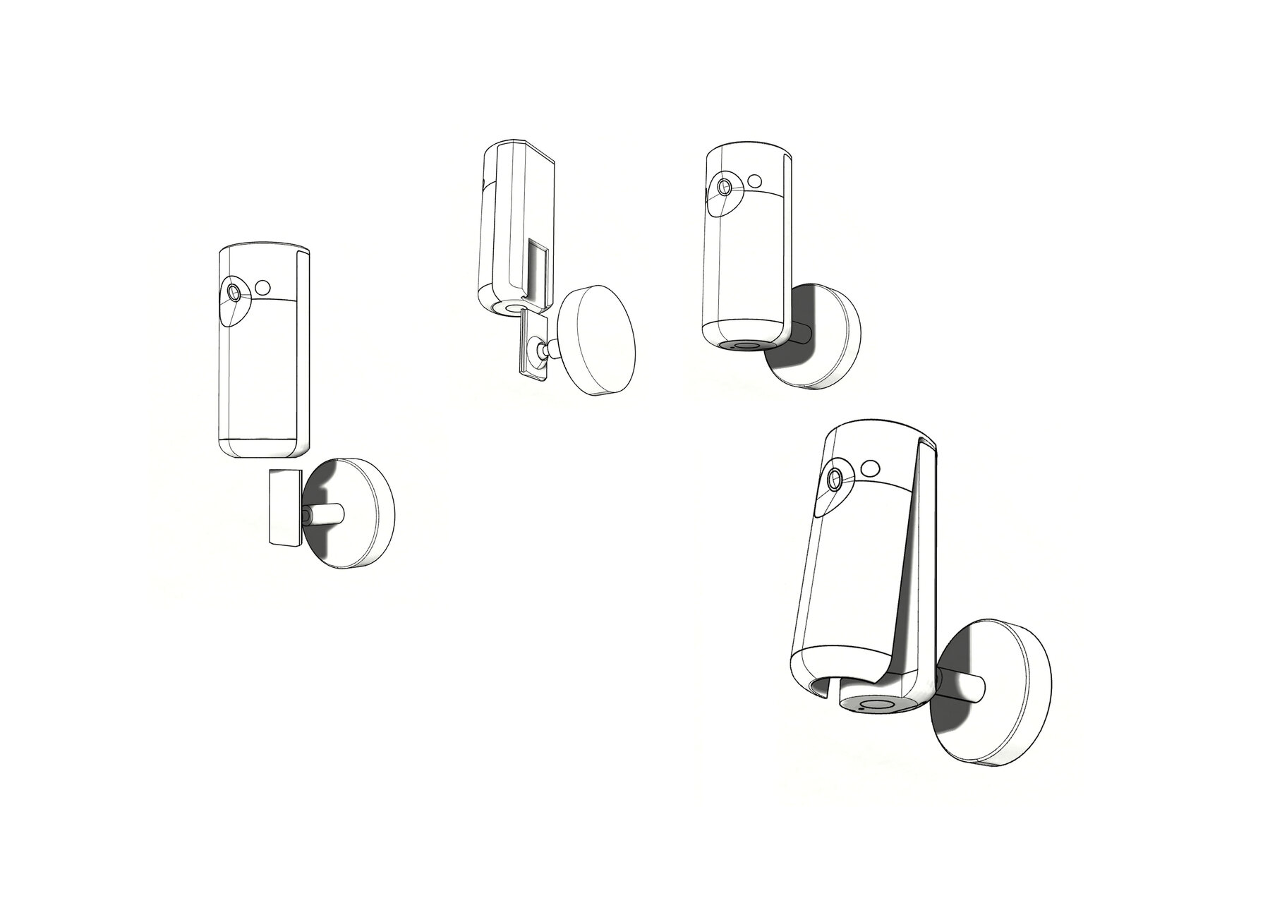 Line drawings — how to install the DAS camera in three steps